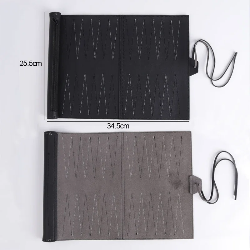 Roll-Up Backgammon-Sets, tragbares Reise-Brettspielset für Erwachsene und Kinder, faltbares klassisches Schachbrett aus PU-Leder, aufrollbar