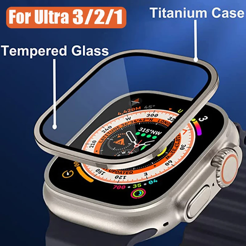 1-2 Chiếc Hợp Kim Nhôm + Kính Cường Lực Dành Cho Đồng Hồ Apple Cực 49Mm Bảo Vệ Màn Hình Trong Cho IWatch ultra HD Bao Phim