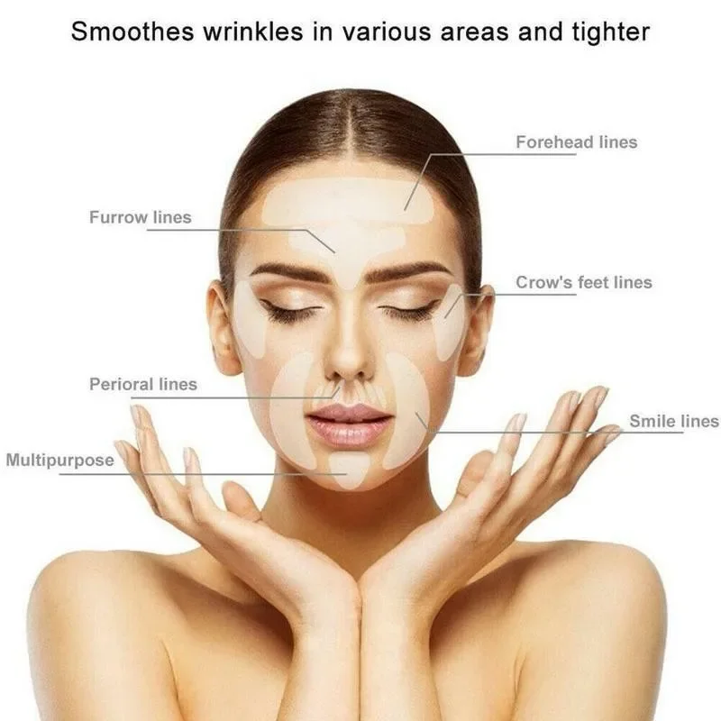 แผ่นซิลิโคนนำกลับมาใช้ใหม่ 1-3 ชุด แผ่นปิดริ้วรอย ลดเลือนริ้วรอย สติ๊กเกอร์กำจัดริ้วรอยบนใบหน้า หน้าผาก คอ รอบดวงตา สติ๊กเกอร์ดูแลผิว