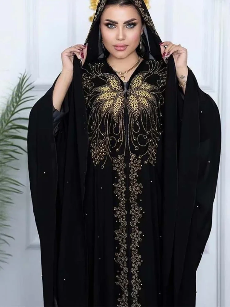 Vestido musulmán Eid para mujer, Abaya con manga de murciélago, diamante Jalabiya, caftán marroquí, Vestidos de fiesta, Abayas de Dubái, caftán, Vestidos largos