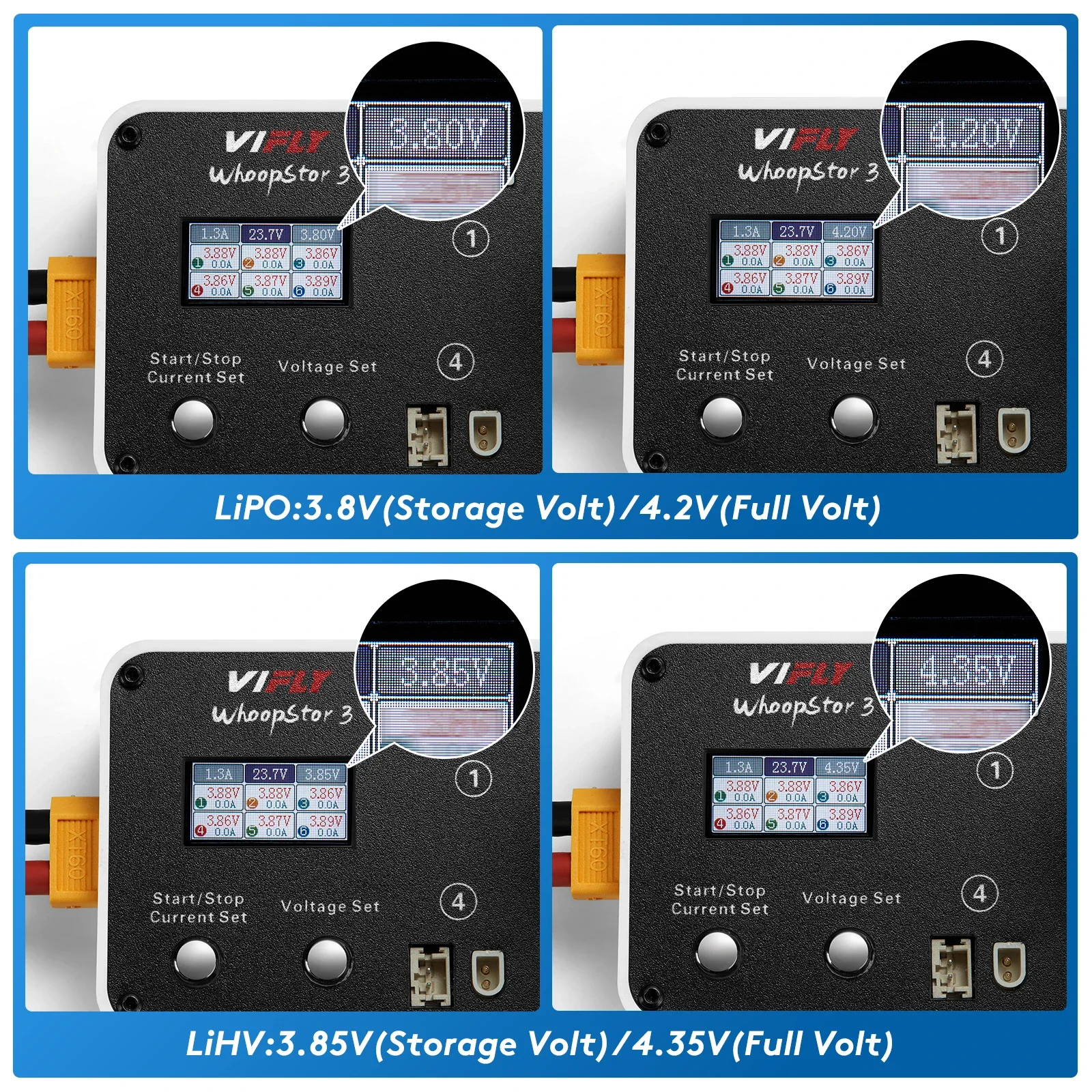 Vifly-バッテリー充電器,3 v,6ポート,1s,LiPoバッテリー充電器,fpv, tinywhoop, 4.2v, 4.35v, bt2.0, ph2.0,新規