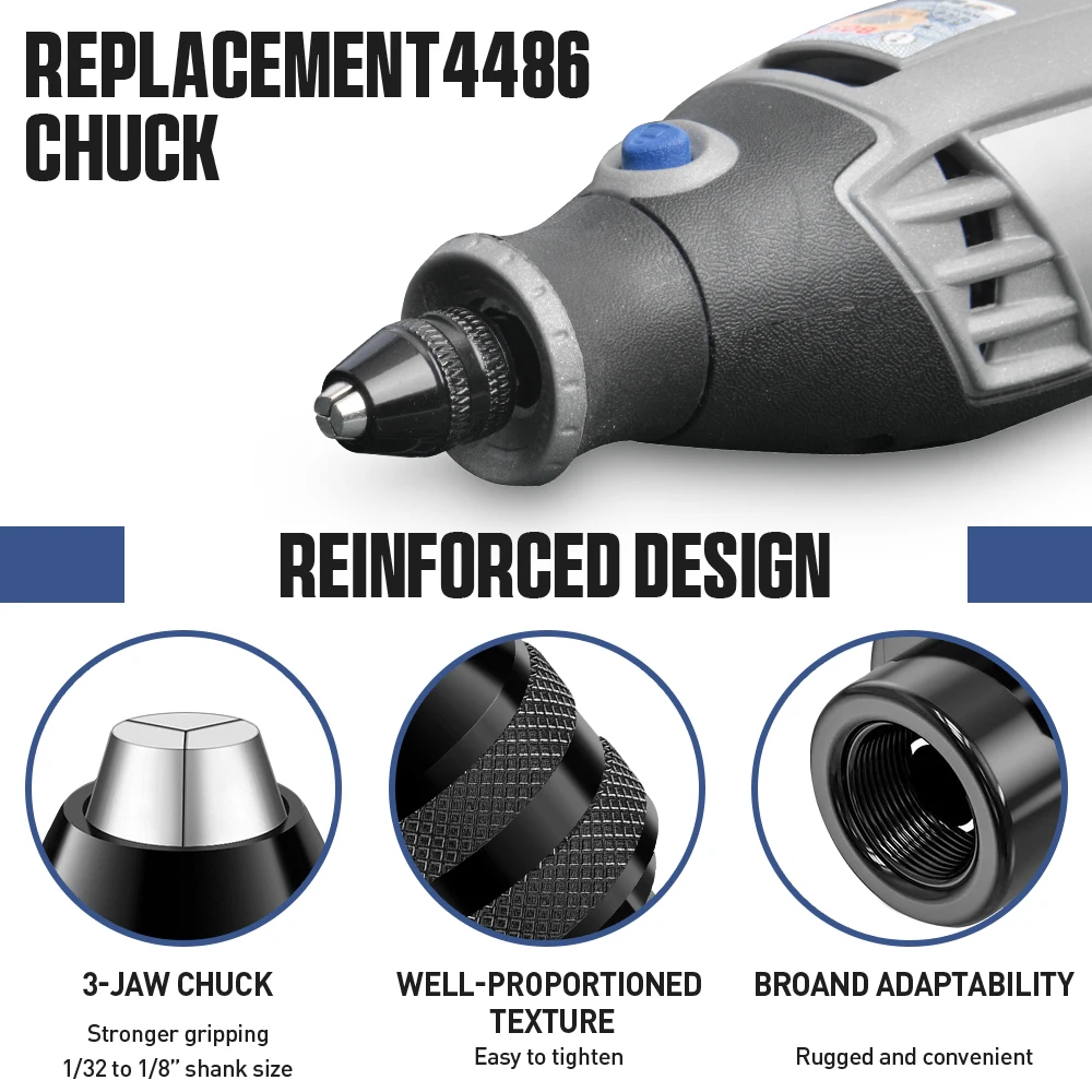 Keyless Rotary Tool Chuck Quick Change Keyless Chuck Replacement for  Dremel 4486 Rotary Tools 3000 4000 7700 8200