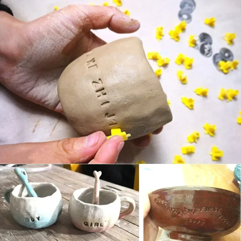 เซรามิคศิลปะตัวอักษรจํานวนตัวอักษร Polymer Clay Presser แสตมป์ Embosser แม่พิมพ์ซีล DIY ลายนูนเครื่องปั้นดินเผาเครื่องมือ