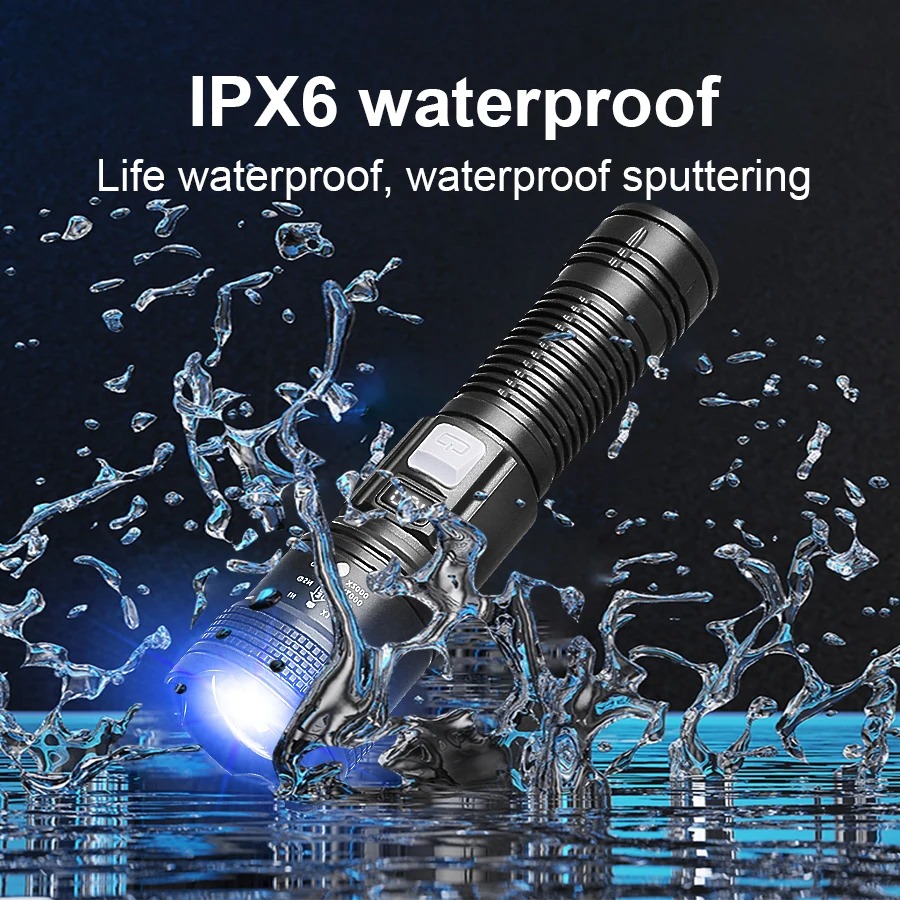 2000000LM Ultra-High Power Flashlight Digital Electronic Display Waterproof Torch Zoom Hand Light Outdoor Camping Lantern