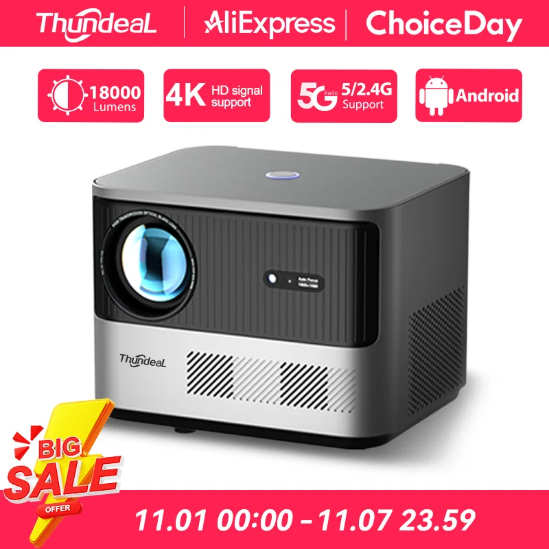 ThundeaL TDA6 Full HD Projector 1080P 2K 4K Video Home Theater Auto Focus 5G WiFi Android Projector TDA6W 3D Portable Proyector