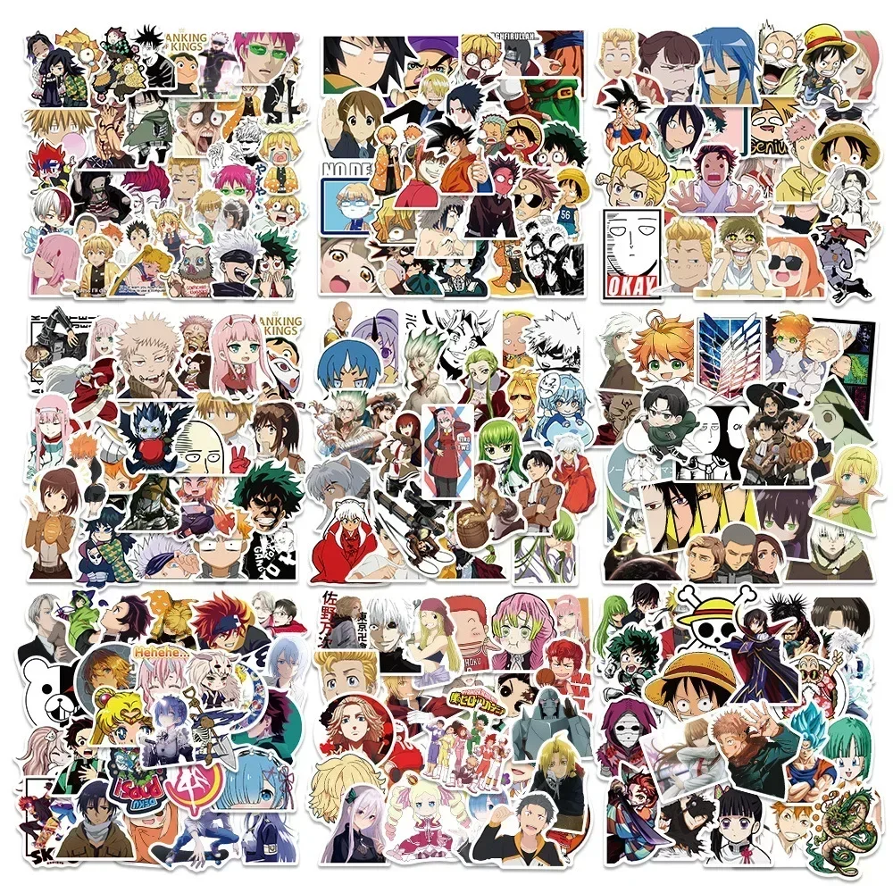 100/300 pçs misturado anime adesivos dos desenhos animados decalques portátil motocicleta bagagem telefone adesivo à prova dwaterproof água para crianças brinquedo