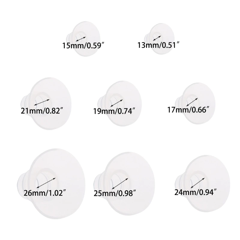 1 stücke 13/15/17/18/19/21/24/25/26mm Milch pumpen trichter einsätze Plug-In Konverter mit unterschied licher Kaliber größe, kleiner Nippel horn adapter