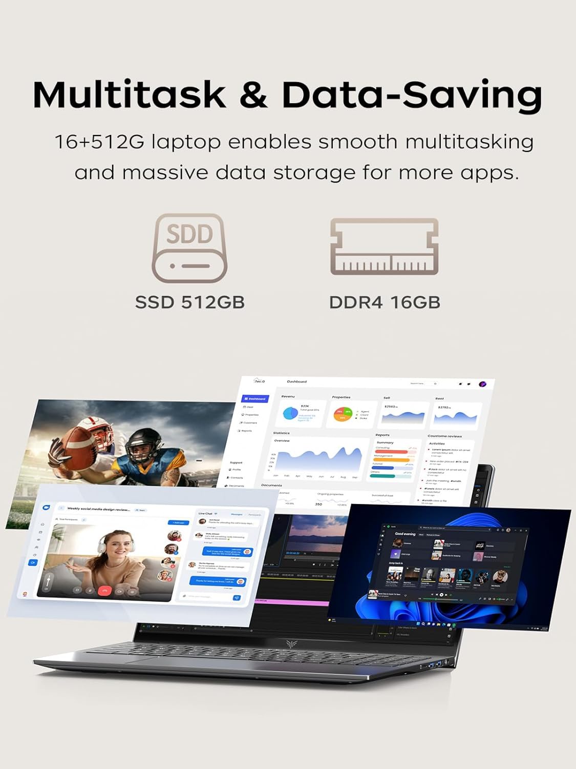 Portátil ACEMAGIC portátil FHD de 15,6 pulgadas AMD Ryzen 5 7430U 16GB RAM 512GB SSD Windows 11 Pro Notebook 180 °   Computadora abatible Wifi6 BT5.2