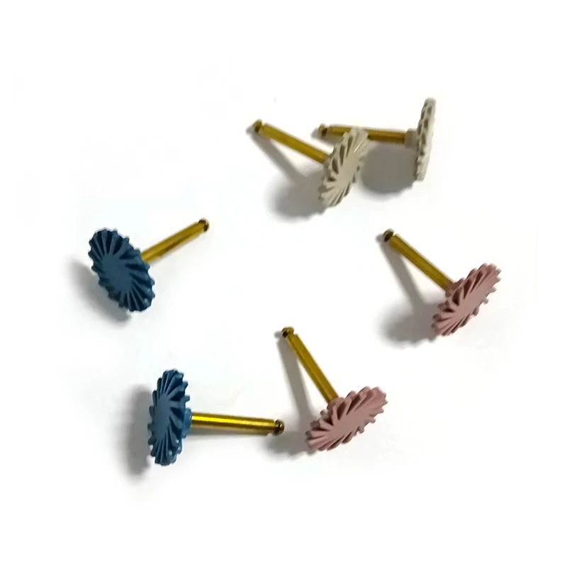 6 pçs/caixa 14mm roda 3 cores espiral flex escova ferramenta de laboratório odontológico polidor de borracha dental disco de polimento de resina composta