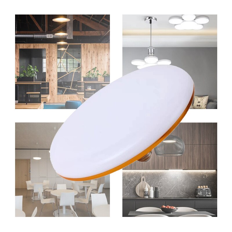LED Bulb AC 220v E27 Base Household Energy Saving Lamp 18W Indoor Lighting Flying Saucer Light 6500k Ceiling Lamp Garage Light