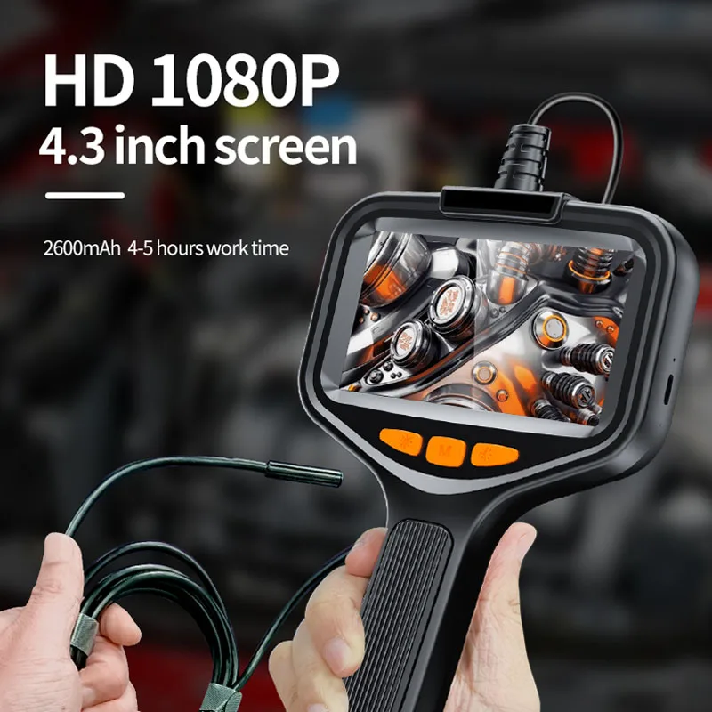 Single & Dual Industrial Endoscope Camera 4.3'' LCD Digital Handheld Borescope IP67 Waterproof HD1080P 8mm Pipe Sewer Camera
