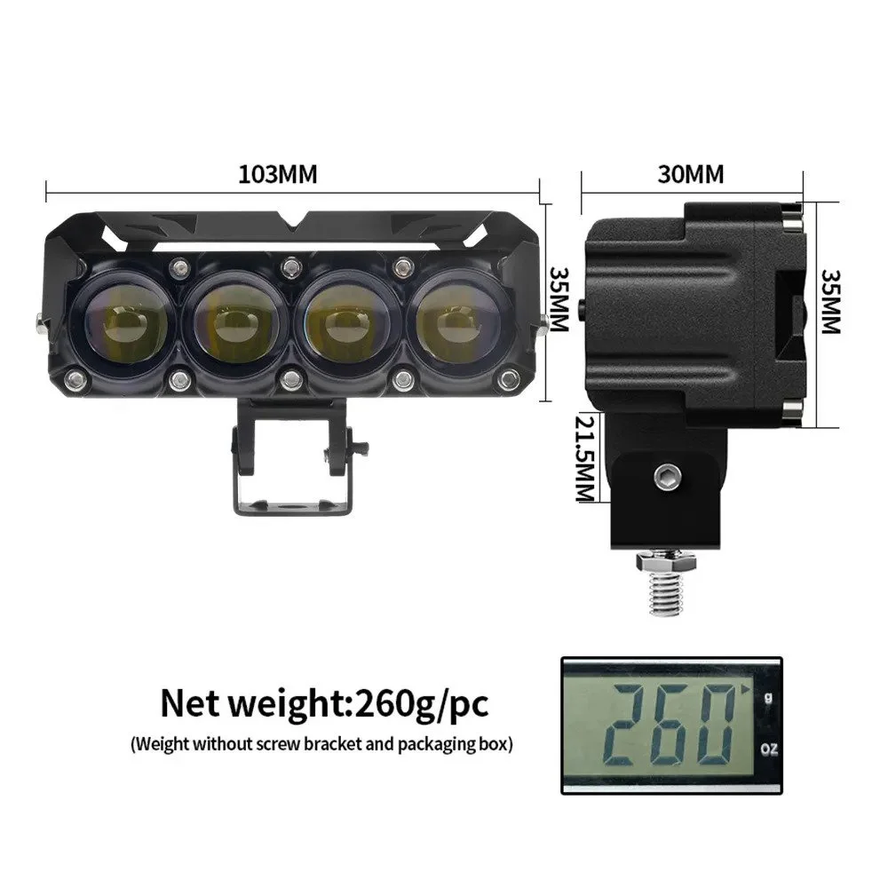 Motorcycle LED Spotlights Super Bright Headlights Three-eye Lens Fisheye Two-color Lights Retrofit Waterproof Shock-proof