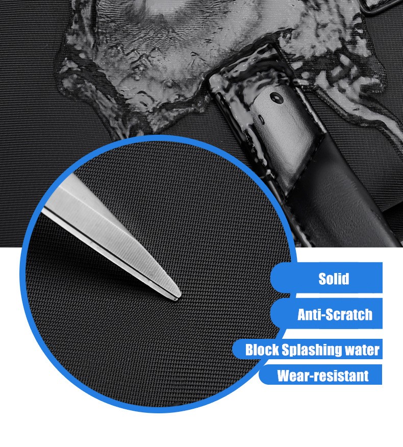 Men's Business Handbag Meeting Gift Pu Nylon Attache File Bag Zipper Briefcase Custom Logo Black Blue