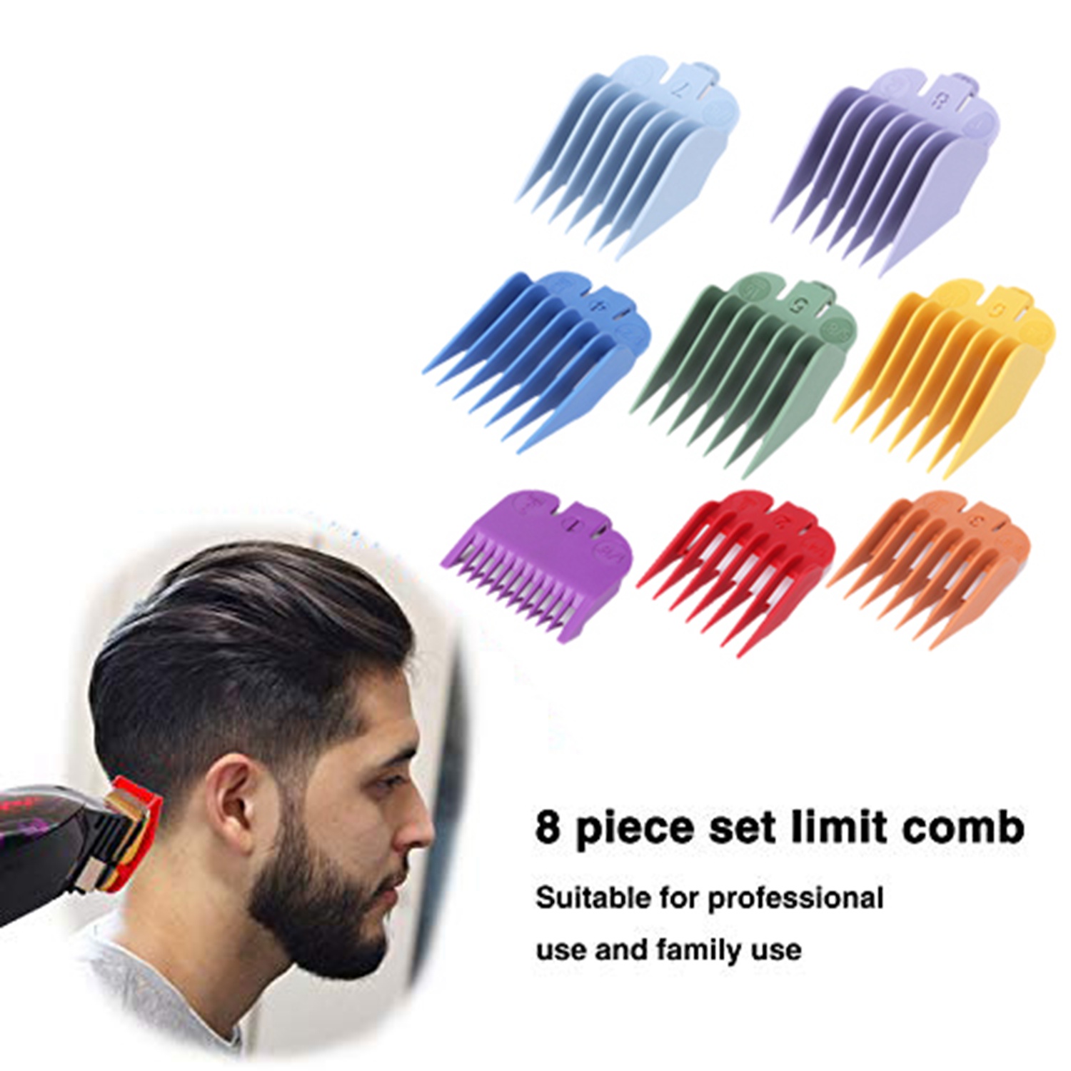 BABQ Professional Hair Clipper Replacement Sheath 8 Colors&Size Limit Comb Accessory Guide Comb, Suitable for Wahl Trimmers