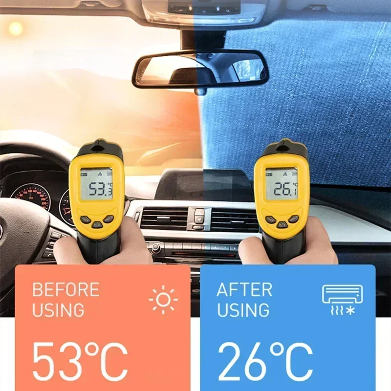 130X60 ซม.กระจกรถยนต์แบบพับได้ Sun Shade Visor COVER BLOCK Reflector แบบพกพา Breathable Anti UV Protector หน้าจอฟรี