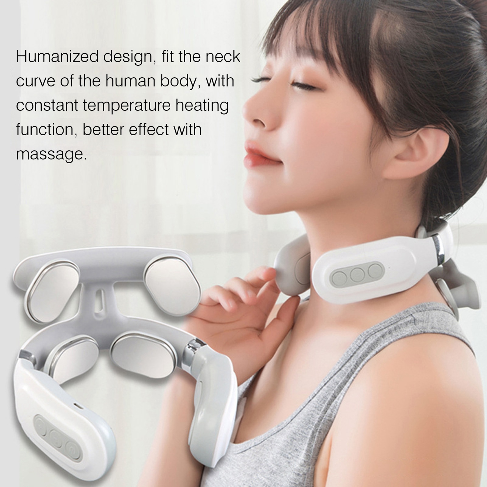Cervical Massager 16 Modes USB Smart Pulse Heating 4 Head Neck Massager for Neck Tension