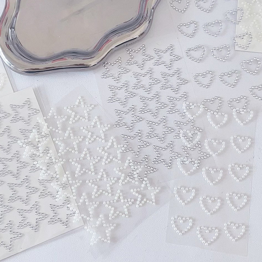 Pegatinas de cristal con perlas en forma de corazón y estrella 3D para niños, joya autoadhesiva artesanal, pegatinas de papelería con diamantes de imitación brillantes para niñas