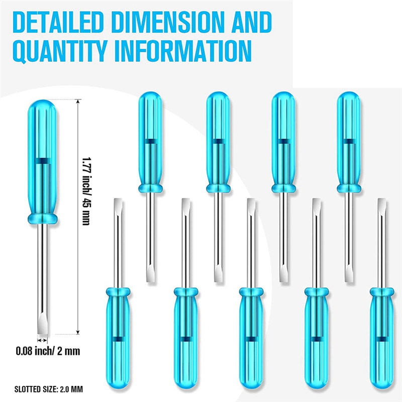 BABQ 100本 2.0mm ミニドライバー ブルーハンドル付き 時計 携帯電話 HDD カメラ ノートパソコン修復ツール (マイナス)