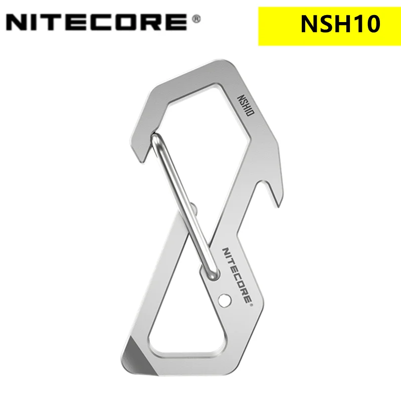 NITECORE NSH10 Pulsante appeso anche multiuso Titanio Moschettone Figura 8 Fibbia Fibbia per appendere 45 gradi Cancello a molla elastico