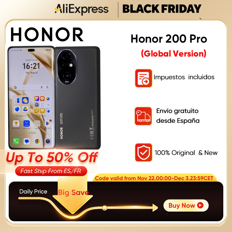 2024 Nieuwe Honor 200 Pro 5G SmartPhone Snapdragon 8 Gen 3 6,78 "120 Hz Scherm 5200 mAh Batterij 100 W Snel opladen 50 MP Wereldwijde versie