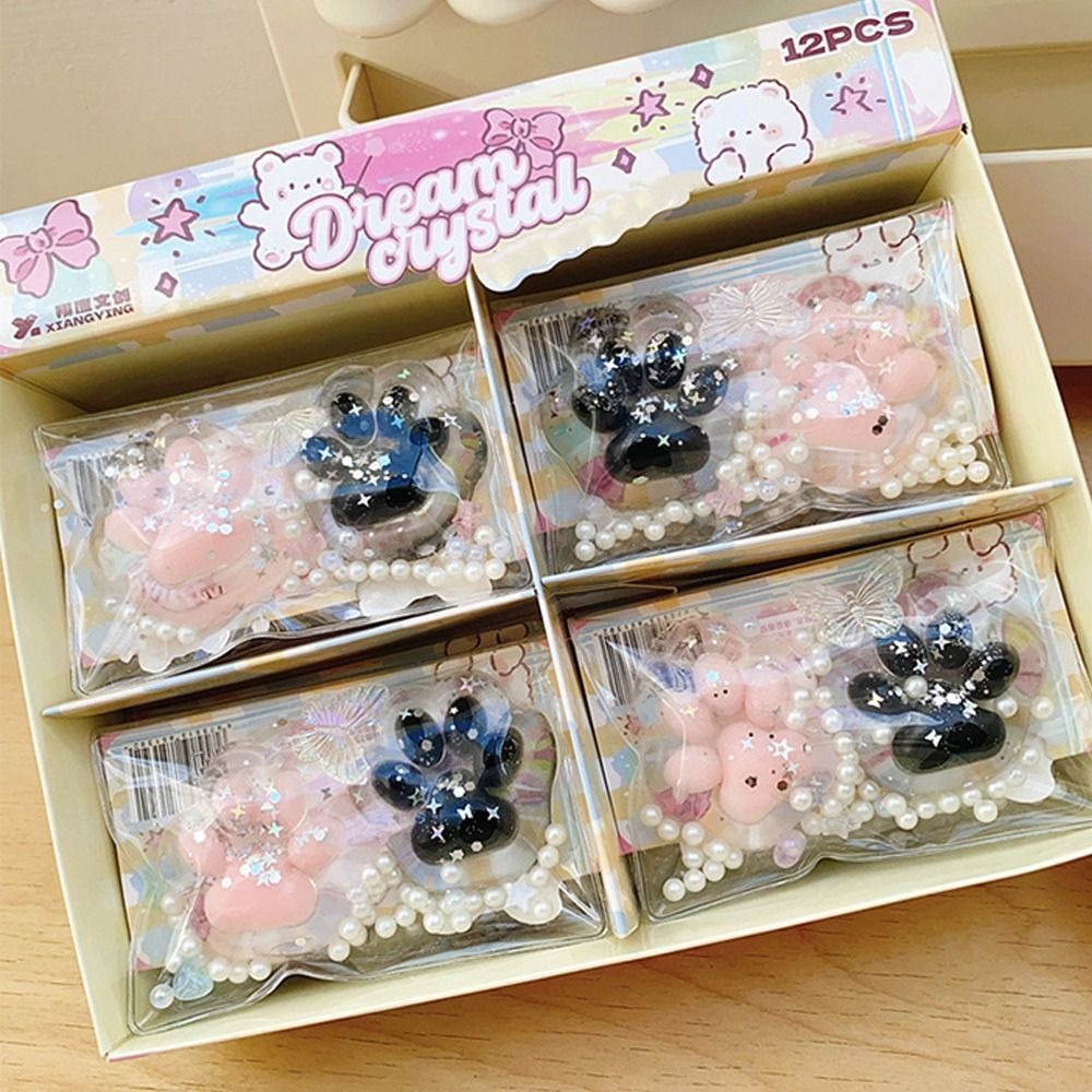 Cute Cat Paw Squeeze Toy para crianças, rebote lento, cubo transparente, alívio do estresse, alívio do estresse