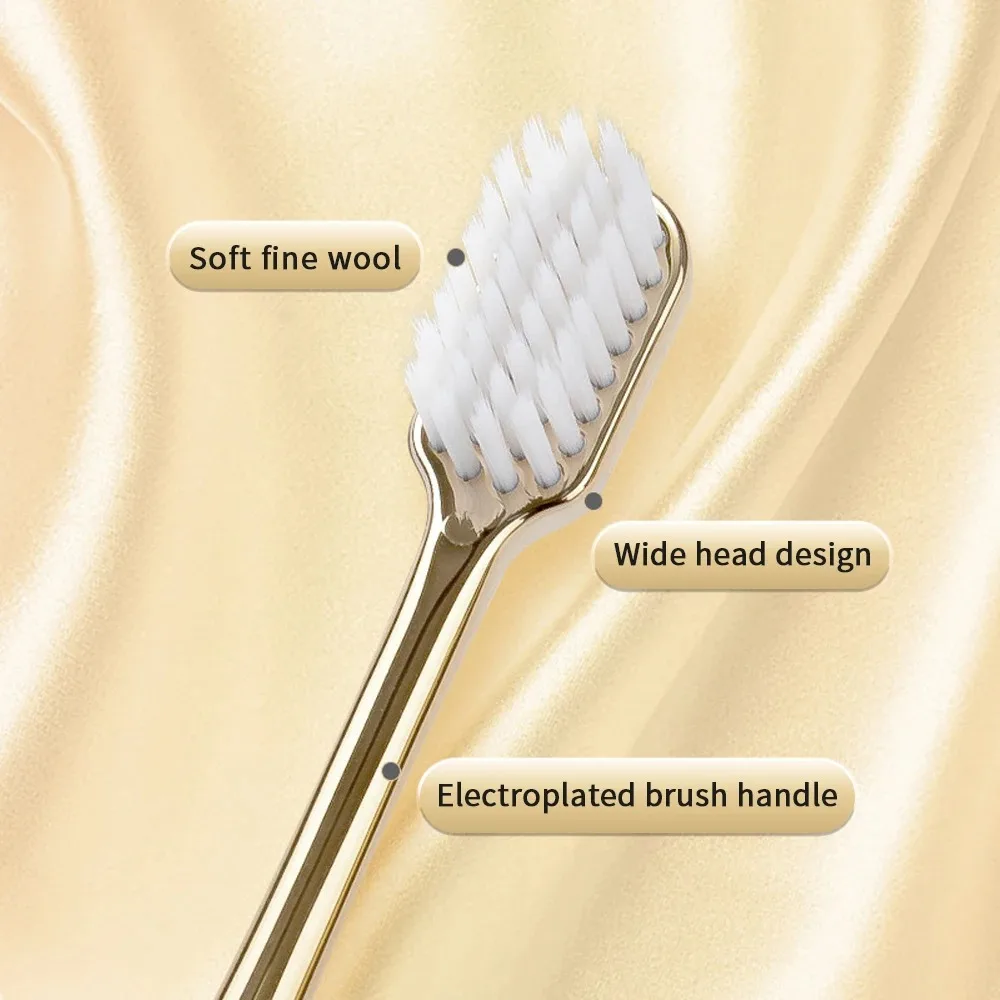 Luxury Soft แปรงสีฟันผู้ชายผู้หญิงผู้ใหญ่ฟันแปรงทองเงินทันตกรรมแปรง Elegance Gentle แปรงสีฟัน Drop Shipping