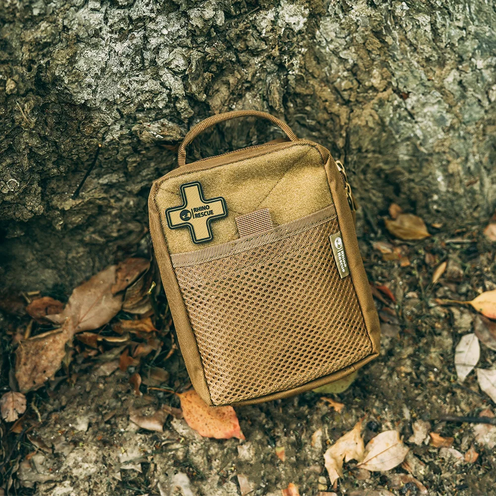 RHINO RESCUE First Aid Kit, IFAK POUCH, Molle Bolsa Médica para Camping, Viagem de Carro, Caminhadas, 004M (Khaki)