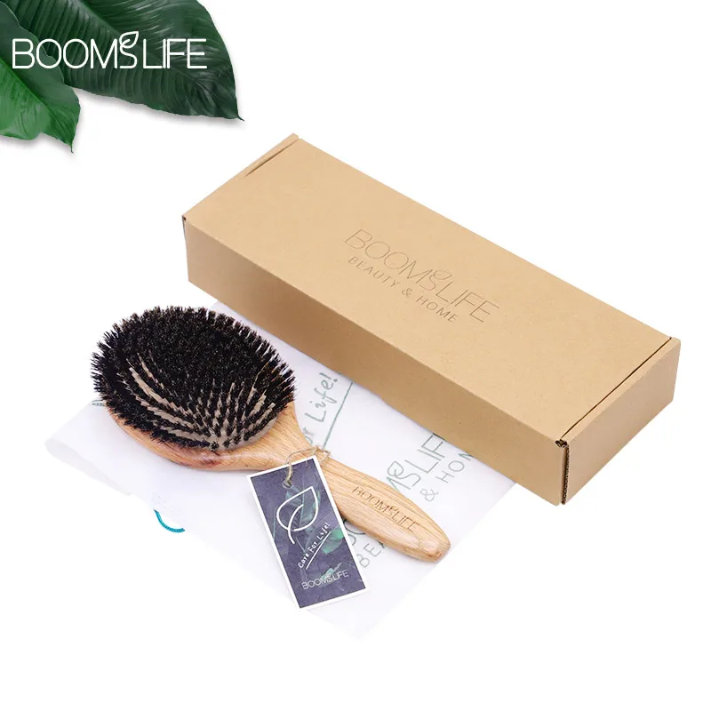 BOOMLISFE Heo Lông Bàn Chải Tóc Nữ Combo Dành Cho Tóc Gỗ Lông Detangle Máy Duỗi Bàn Chải Tóc Uốn Tóc Phụ Kiện