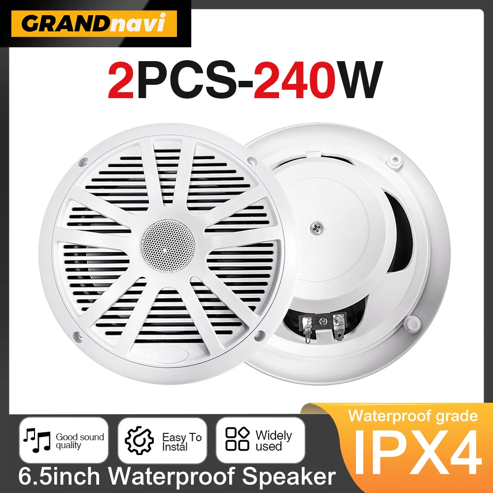 6,5-calowe głośniki morskie 120 W Wodoodporne, odporne na warunki atmosferyczne głośniki stereo do łodzi do jachtów Wózek golfowy RV ATV UTV Sauna statku