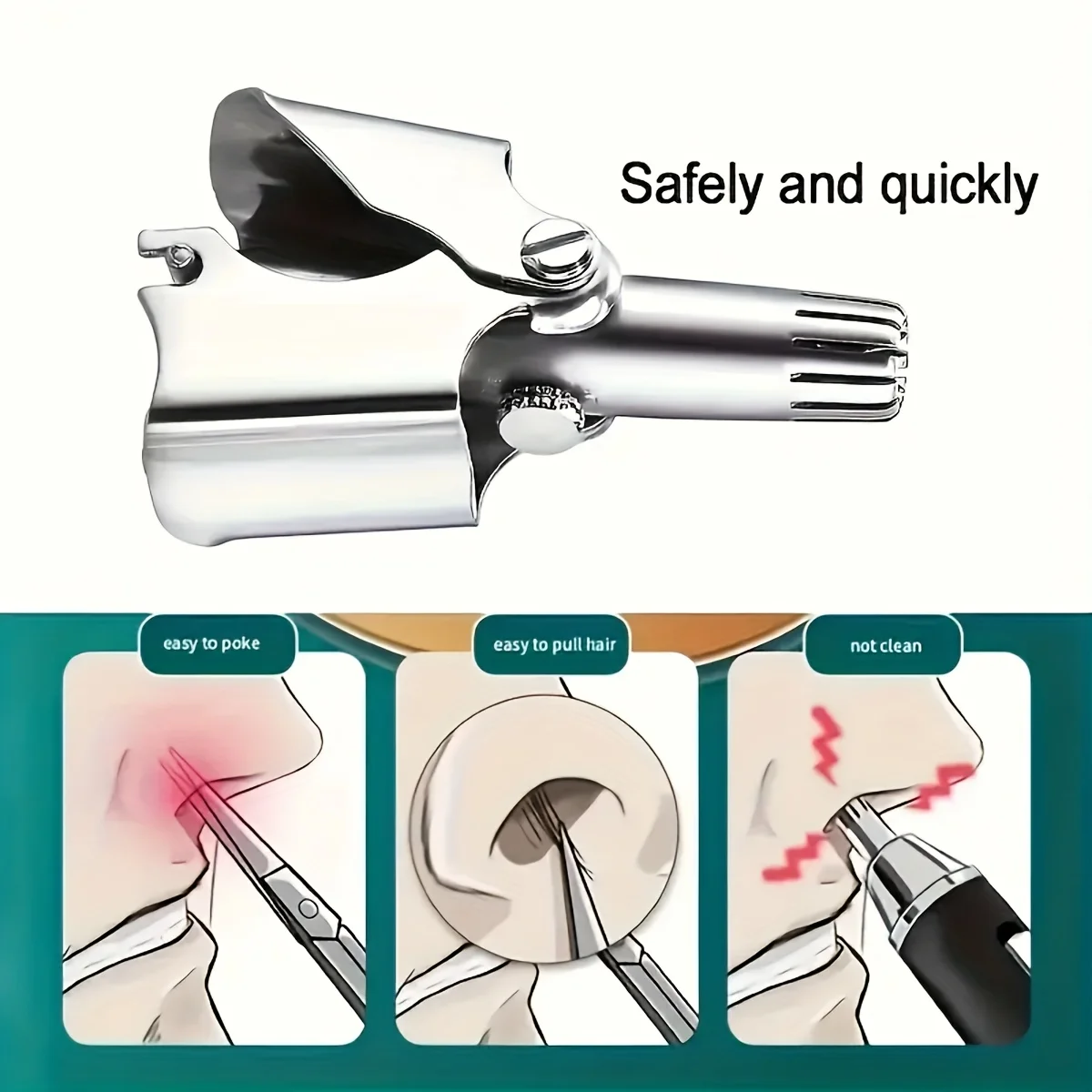 Lisi lavável portátil manual nariz aparador de pêlos para homens e mulheres à prova dwaterproof água aço inoxidável orelha aparador de pêlos com escova de limpeza
