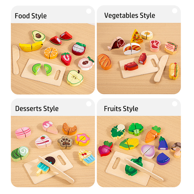 Wooden Kitchen Pretend Toy Simulation Cutting Fruit Food Game Velcro Play Kitchen Accessories Montessori Educational Toy For Kid