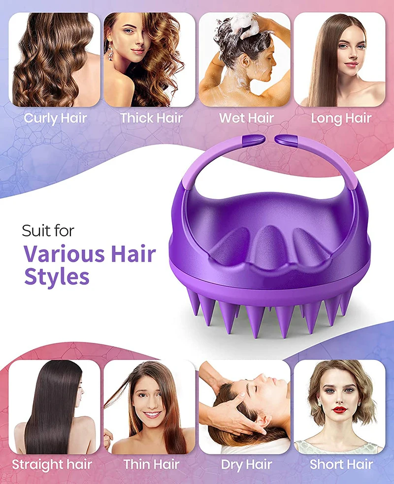 Escova massageadora para couro cabeludo, escova para shampoo, lavagem de cabelo, silicone macio, massageador de couro cabeludo, pente para remoção de caspa, escova de shampoo