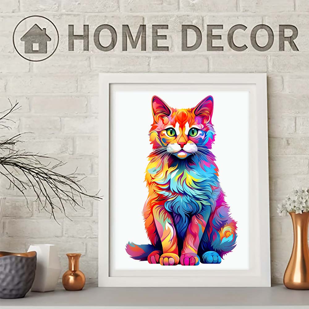 Holzpuzzle Farbe Katze Geschenkbox Schönes Geschenk Unregelmäßige Form Puzzle Weihnachtsgeschenk Stressreduzierung für Erwachsene Familieninteraktion
