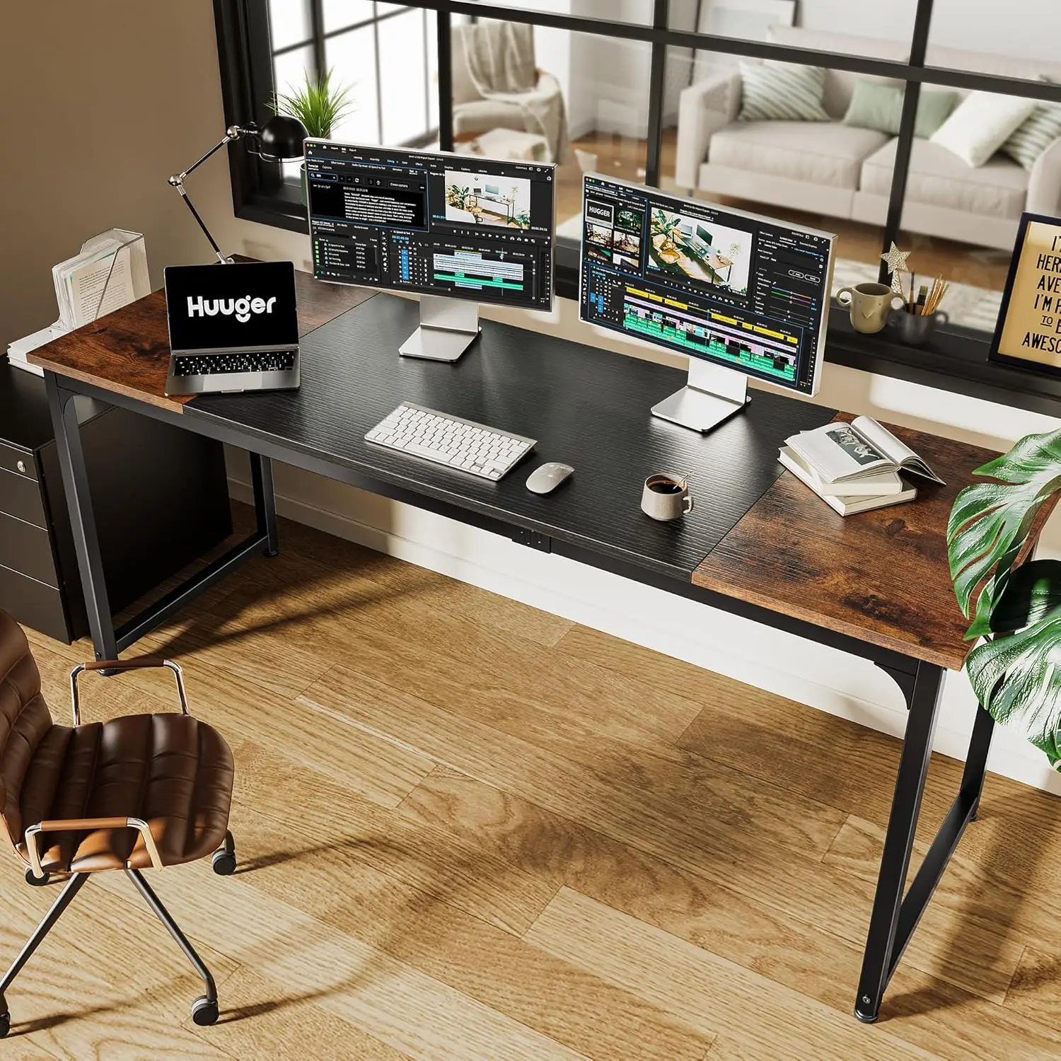 70 Inch Office Desk, Gaming Desk with Storage, Writing Desk Work Desk for Home Office