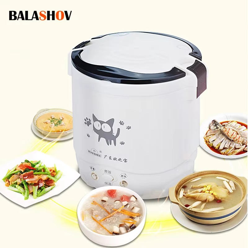 Mini fornello di riso elettrico Multicooker portatile fornelli di riso per uso domestico 12V 24V 220V pentola macchina da cucina padelle per auto camion casa