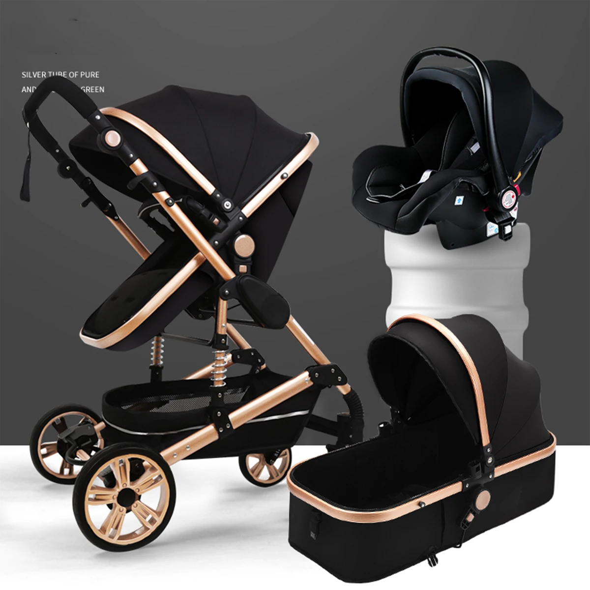 Cochecito de bebé 3 en 1, cochecito plegable de dos caras para niños de dos carruaje de bebé para las cuatro estaciones, paisaje alto, viaje para recién nacidos