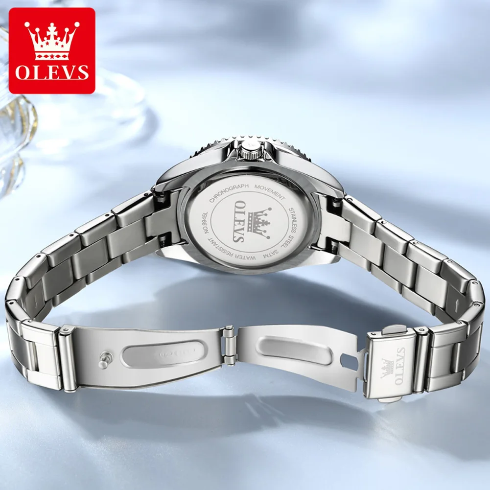 OLEVS, reloj de cuarzo con esfera de diamante de lujo para mujer, relojes elegantes a la moda para mujer, reloj de pulsera resistente al agua de acero inoxidable para mujer