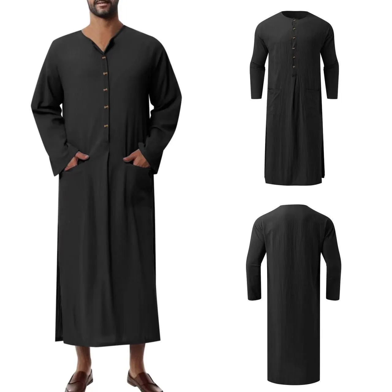 Dubái-caftán musulmán holgado de manga larga para hombre, nuevo estilo árabe e islámico, Abaya, 2024