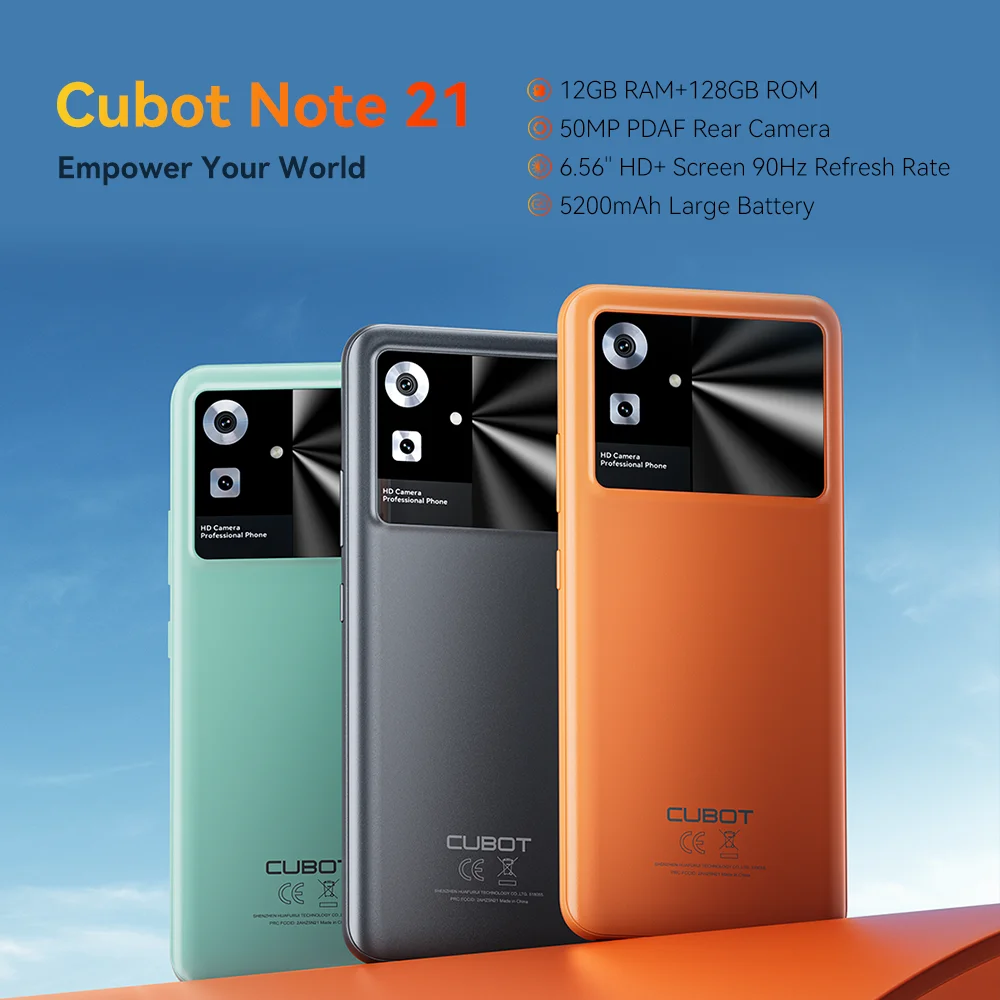 [Estreno mundial] Cubot Note 21 Smartphone 12GB + 128GB 6.56 "HD + pantalla 90Hz Frecuencia de actualización 5200mAh 50MP cámara trasera teléfono móvil inteligente