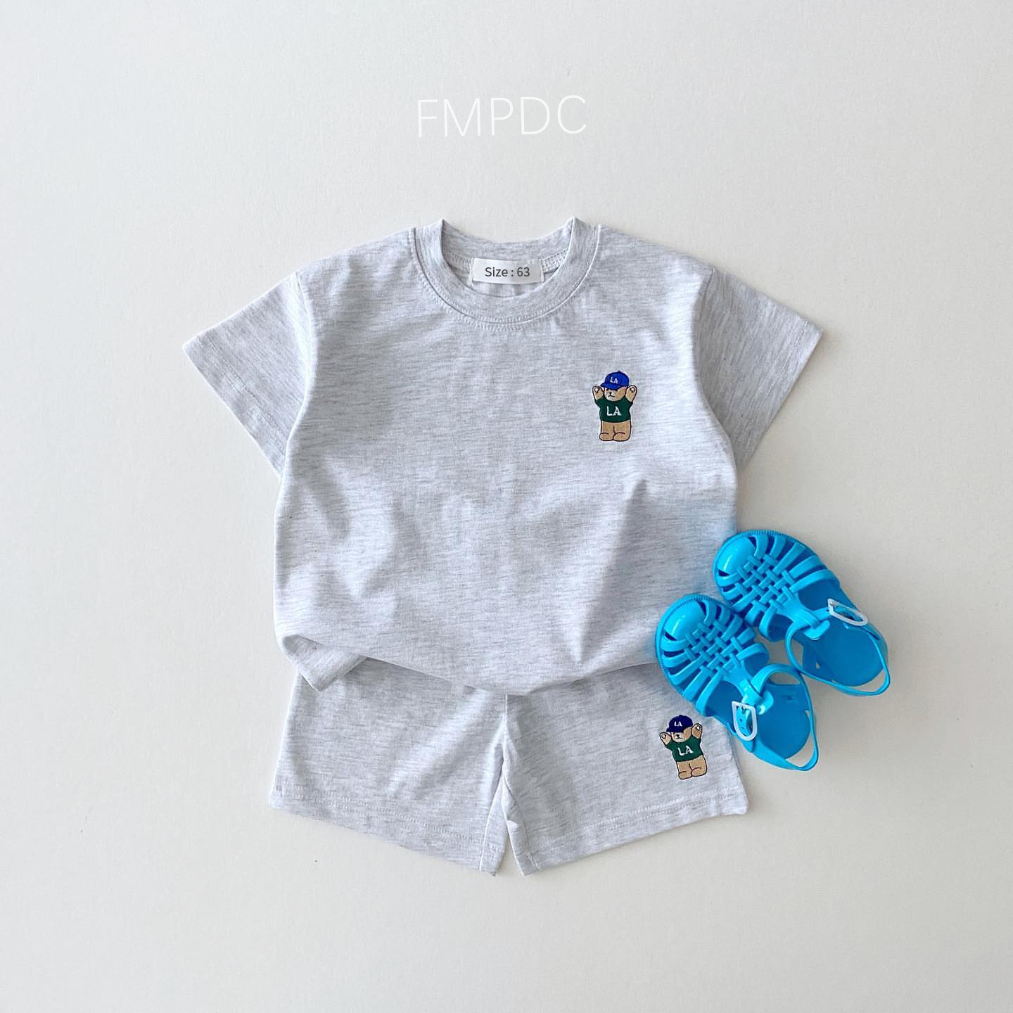 2024 verão 2 pçs roupas de bebê infantil conjunto superior e inferior do bebê meninos meninas terno urso bordado fino casual esportes conjunto roupa do bebê