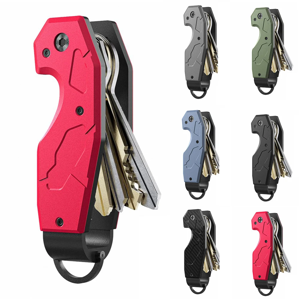 Organizador de llaves, llavero, estuche compacto de metal para llaves, llavero minimalista, llavero para hombres, capacidad para 2-6 llaves