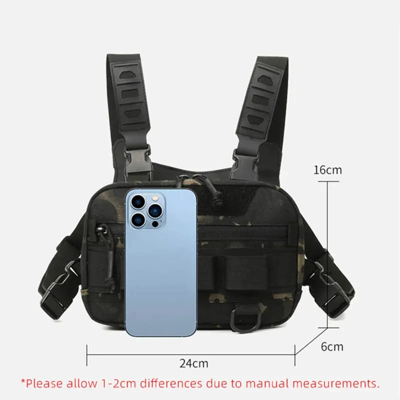 Borsa tattica Borsa pettorale Custodia frontale impermeabile Molle Nylon Arrampicata Zaino da campeggio Zaino da viaggio per caccia all'aperto