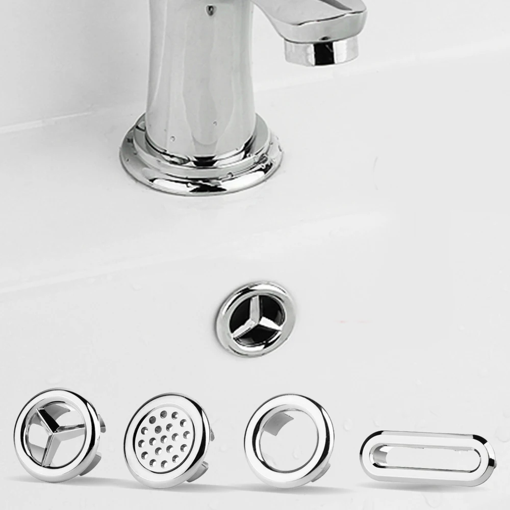 2pcs Bathroom Sink Hole Cover Basin Trim Cap Cover Plastic Electroplated Overflow Ring Bathtub Accessory 22-24mm bouchon lavabo