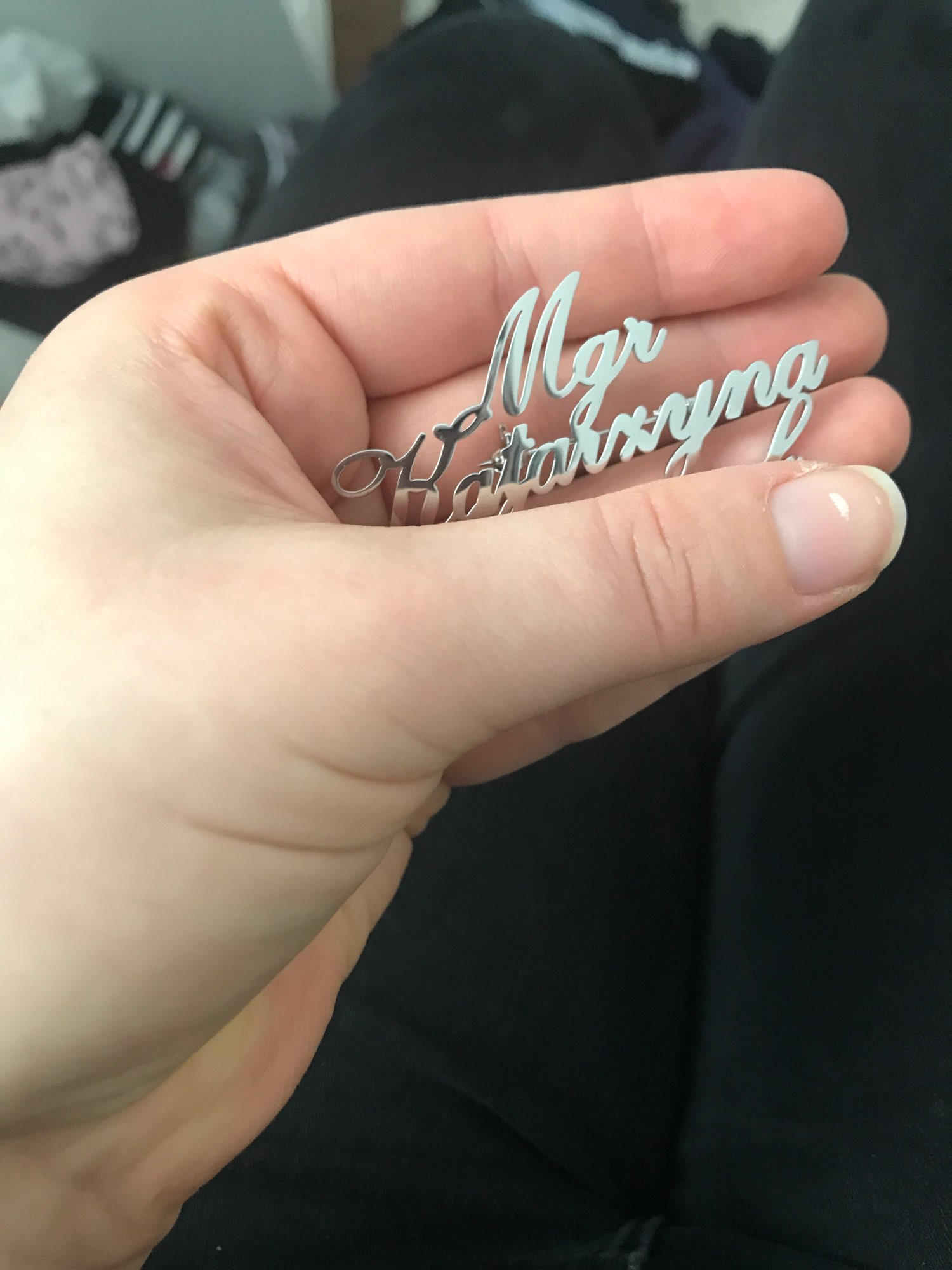 Broche com nome personalizado, crachá de aço inoxidável, placa de identificação, presente de joias de casamento para mulheres e homens