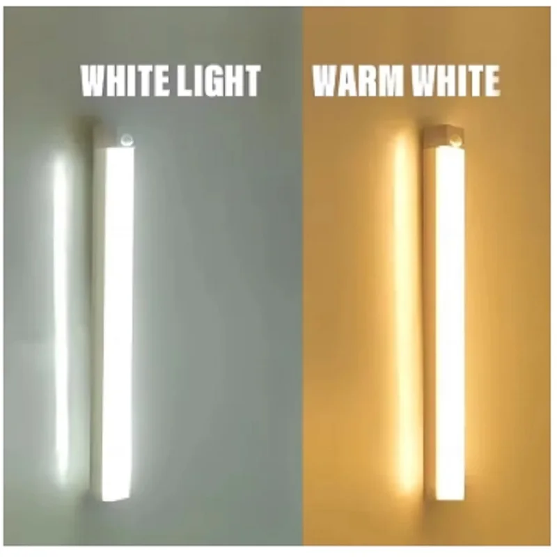Luces de barra LED recargables, Sensor de movimiento, luz nocturna regulable, lámpara de gabinete de inducción portátil para cocina y habitación tipo C