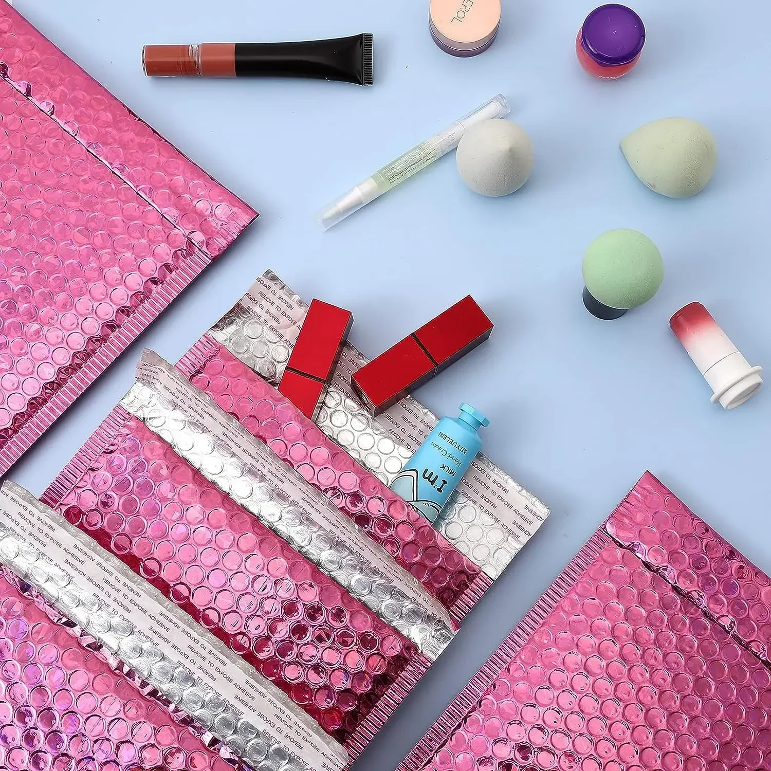 100 Stück Liefer paket Verpackung holo graphische Mailer Packt asche Laser Pink Versandt aschen Klein unternehmen liefert Blase Mailing