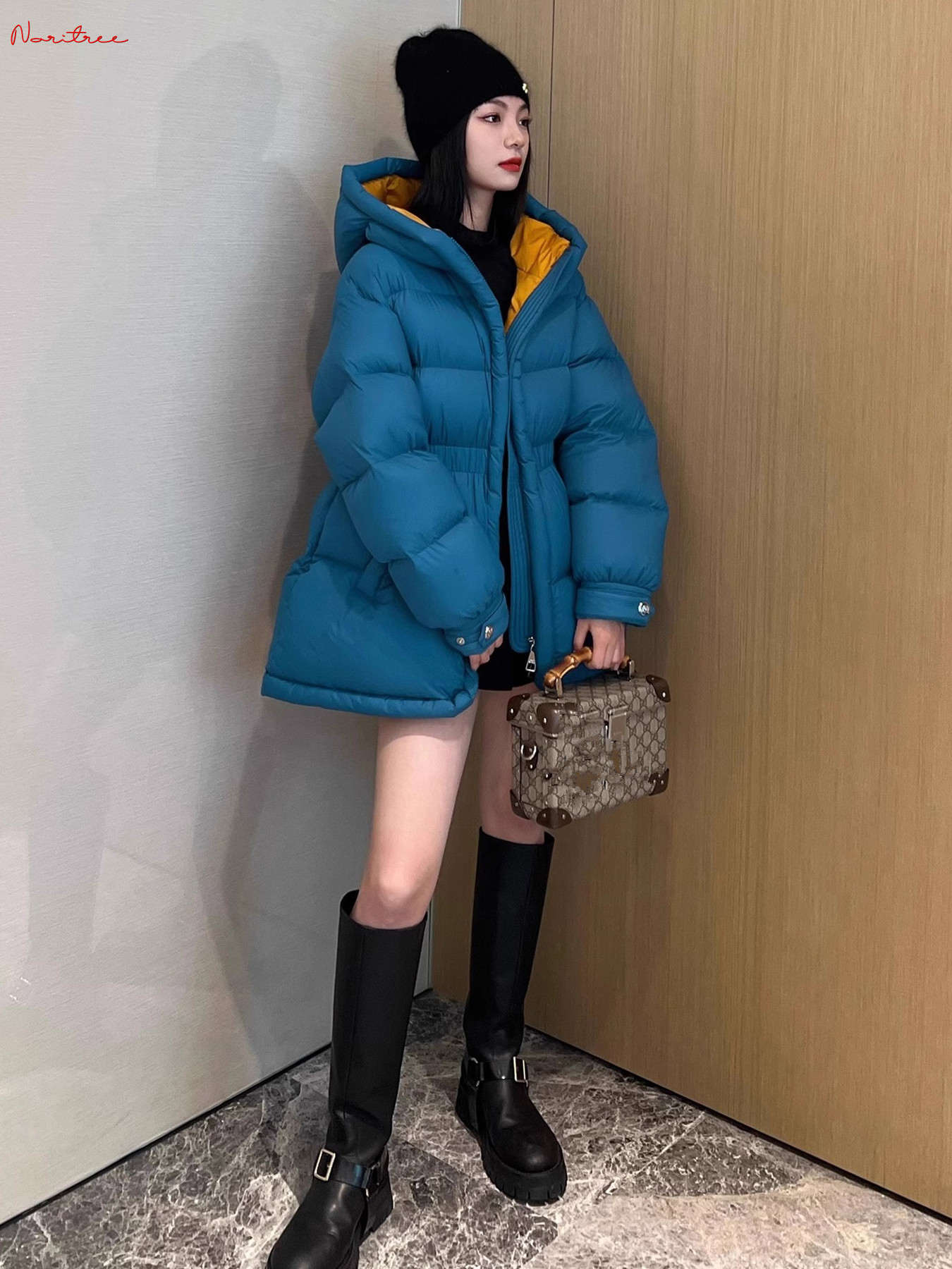 300 グラム以上冬の素晴らしい品質 95% グースダウンコート厚く暖かいダウンコート女性のファッションフード付きダウンパーカー wy1734