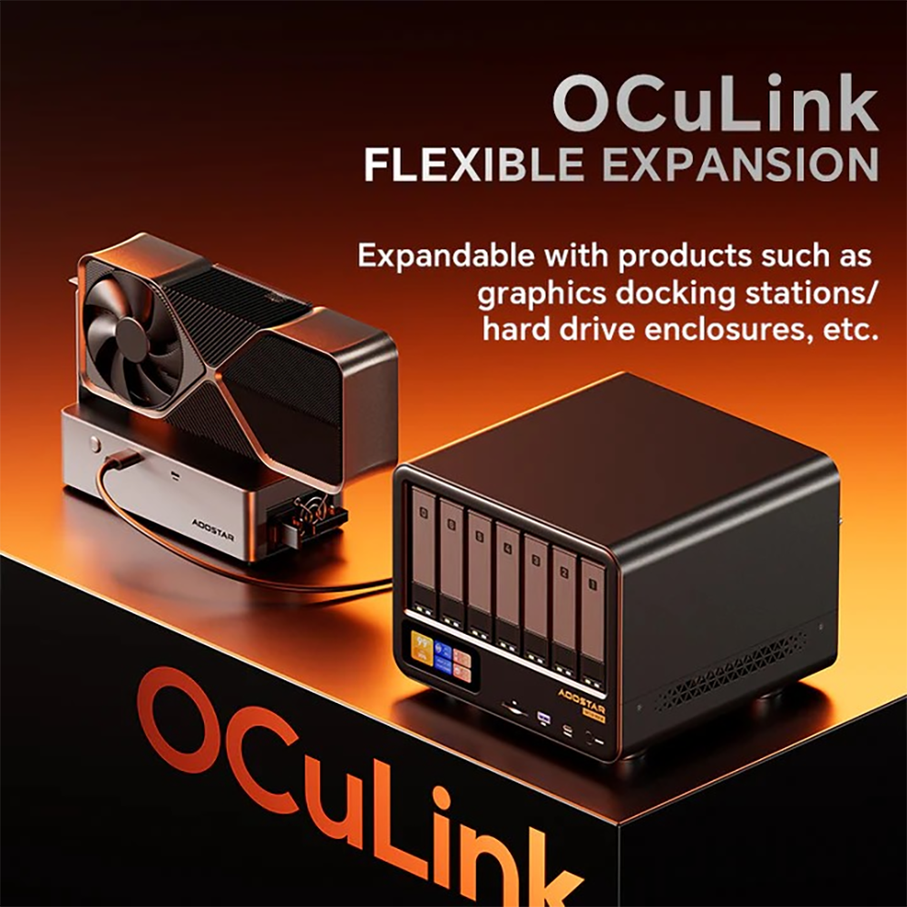 아우스타 WTR MAX NAS 미니 PC 11베이 Ryzen 7 Pro 8845HS 6개의 3.5인치 HDD + 5개의 M.2 SSD NAS 듀얼 10G 포트 가정/사무실 스토리지 서버용