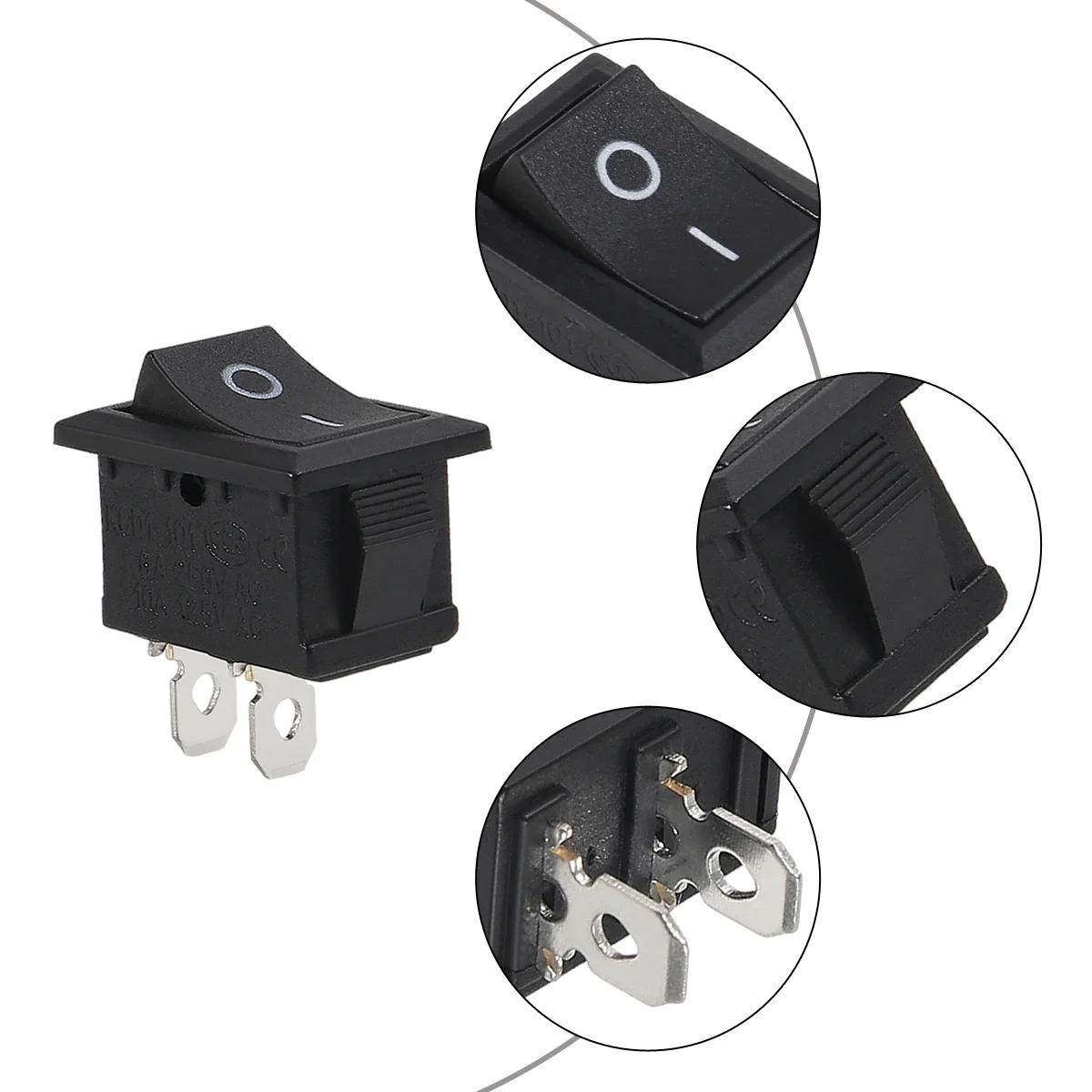 ボートロッカースイッチ,スイッチ,オン/オフ,2ピン,AC 250v,6a,125v,10a,2ピン,車用,自動10個