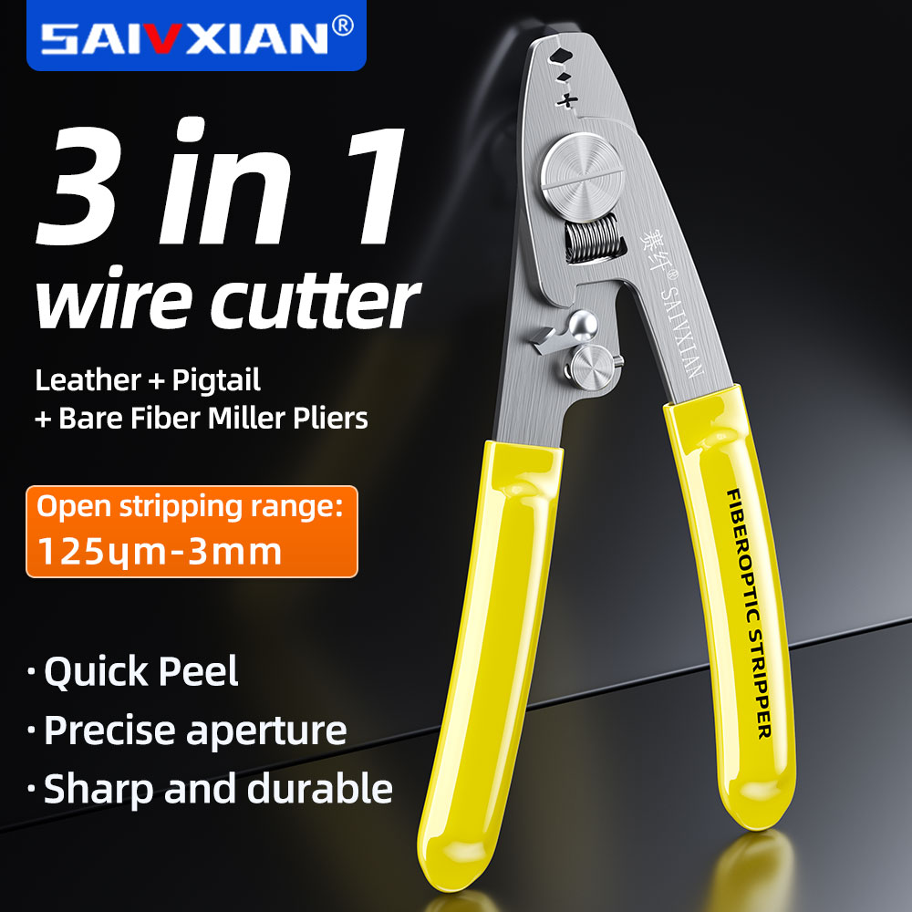 SAIXIAN 3 포트 광섬유 스트리퍼 펜치 FTTH 도구 용 와이어 스트리퍼 가위 와이어 스트리퍼 커터 나이프